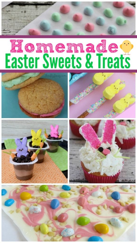 These Homemade Easter Sweets and Treats Recipes are perfect for filling Easter baskets or serving after Easter dinner. Recipes include homemade candy to fill Easter baskets, yummy desserts for after Easter dinner and more. They're all cute AND delicious!