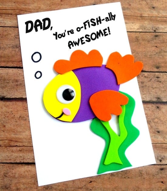 DIY Fish Father's Day Card under title FATHER'S DAY CRAFTS FOR SENIORS