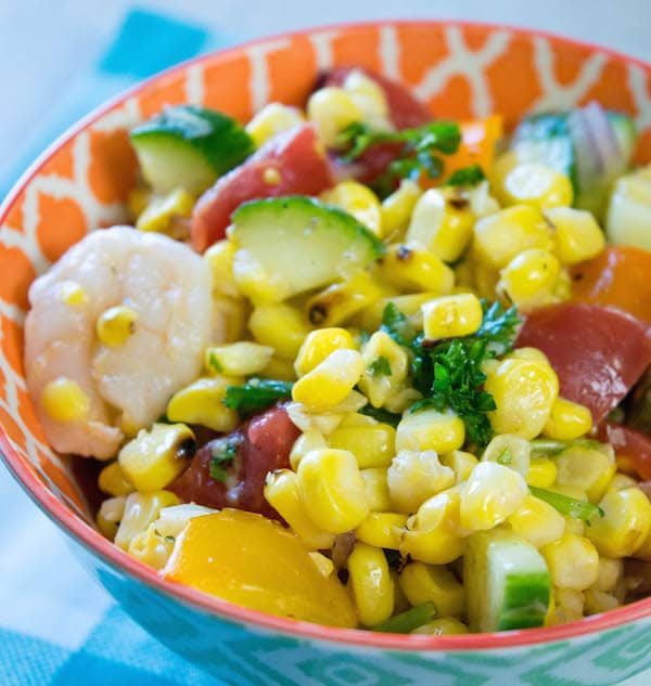 Grilled Corn and Shrimp Salad Recipe - Thrifty Jinxy