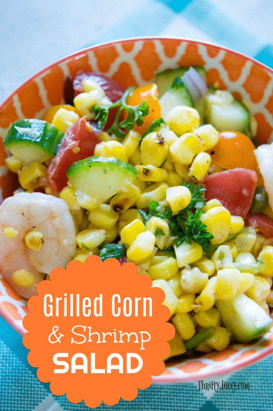 This Grilled Corn and Shrimp Salad Recipe makes the perfect summer main dish or serves up nicely alongside your favorite BBQ dishes.
