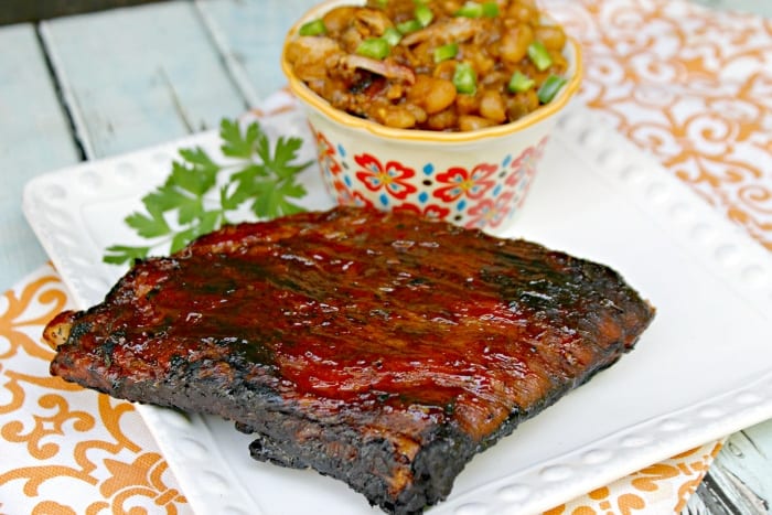 Slow Cooker BBQ Baked Beans From Scratch grill shot