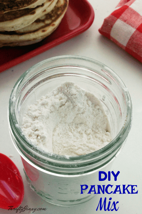 DIY Homemade Pancake Mix in  glass jar.