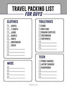 Packing Tips for Men - With a Handy Printable Packing Checklist ...