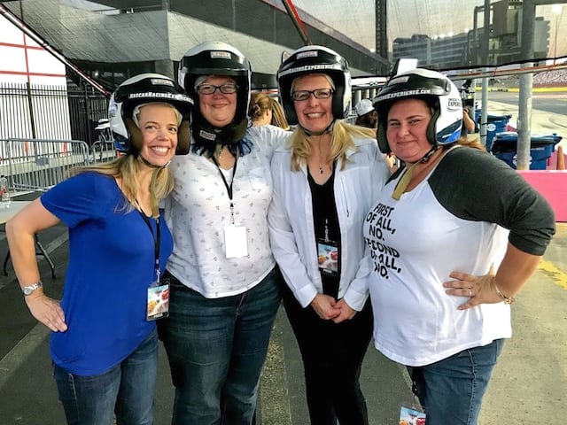 Bloggers in Race Helmets at Charlotte Motor Speedway