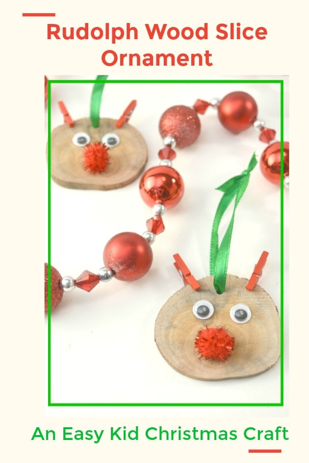 This fun-to-make Rudolph Wood Slice Ornament is an easy kid's Christmas craft!