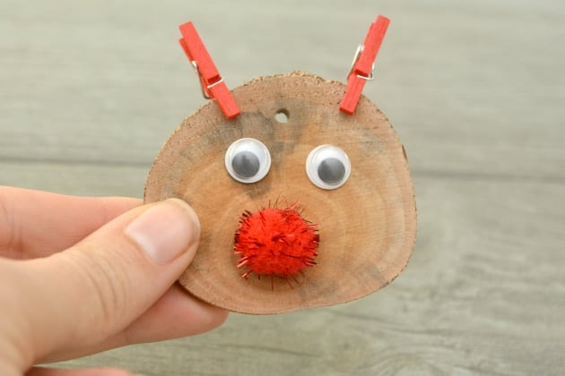 Rudolph Wood Slice Ornament Is An Easy Kid Christmas Craft step four