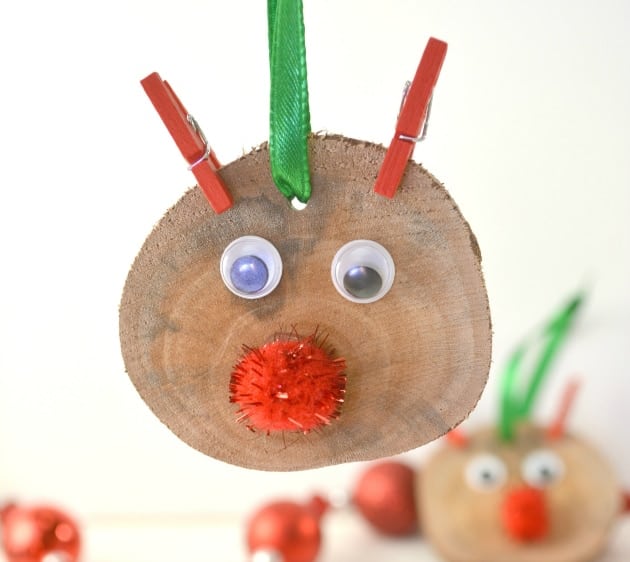 Rudolph Wood Slice Ornament Is An Easy Kid Christmas Craft step five