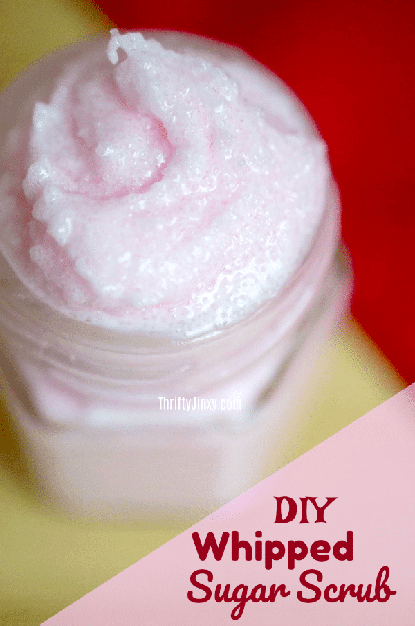 Pink DIY Whipped Sugar Scrub in class jar