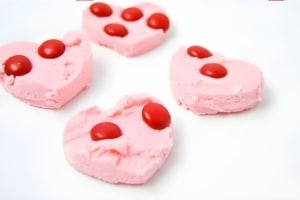 Heart Shaped Strawberry Valentine Fudge.