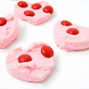 Heart Shaped Strawberry Valentine Fudge.