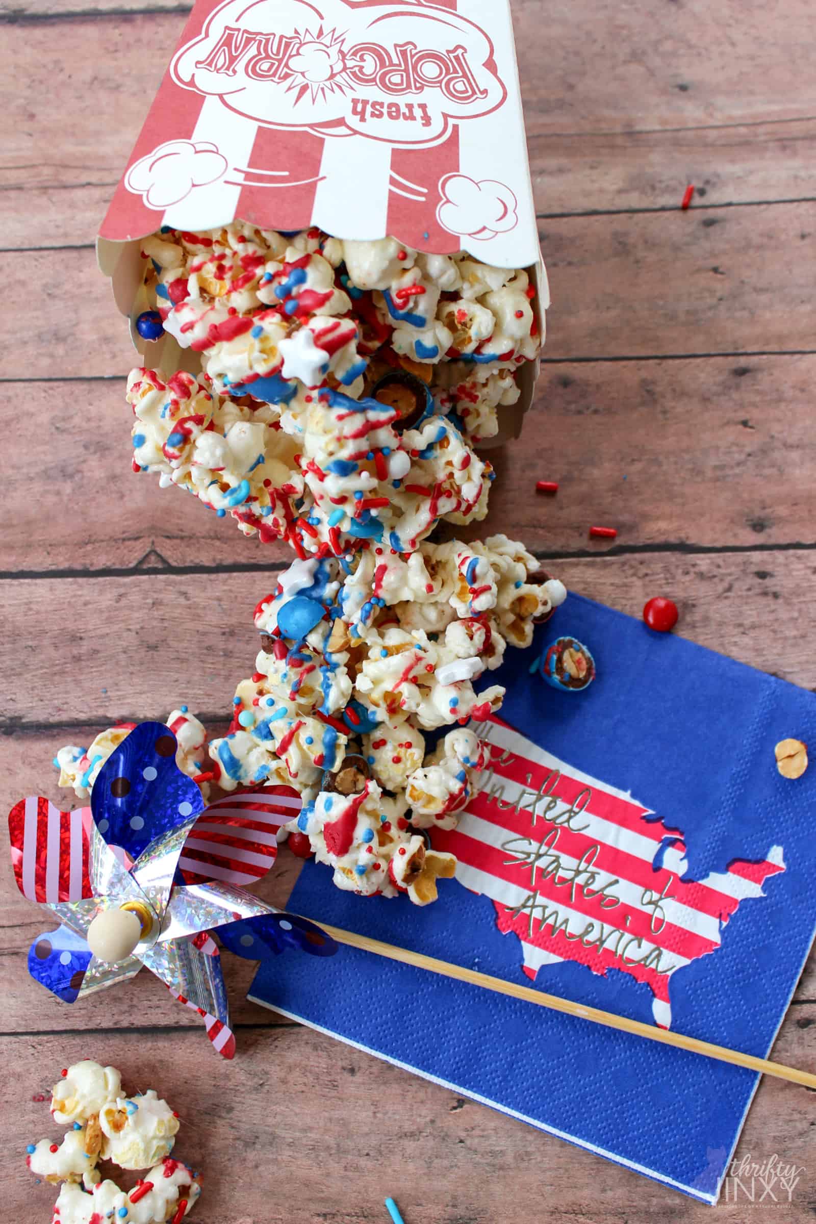 Red White and Blue July 4th Patriotic Popcorn