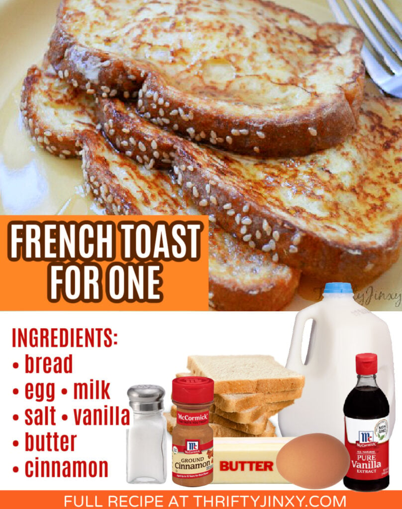 French Toast for One Recipe with Ingredients Photos