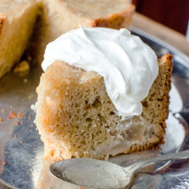 Slow Cooker Butter Pecan Pear Cake on Plate