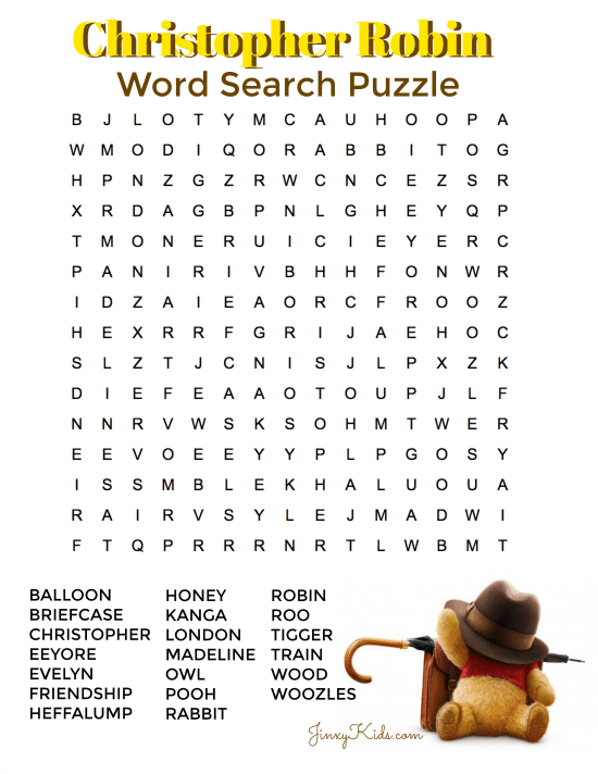 Free Printable Christopher Robin Word Search Puzzle