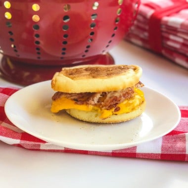 ham egg and cheese english muffin sandwich