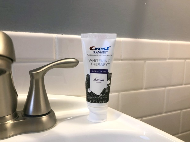 Crest 3D White Whitening Therapy Deep Clean Charcoal on Sink