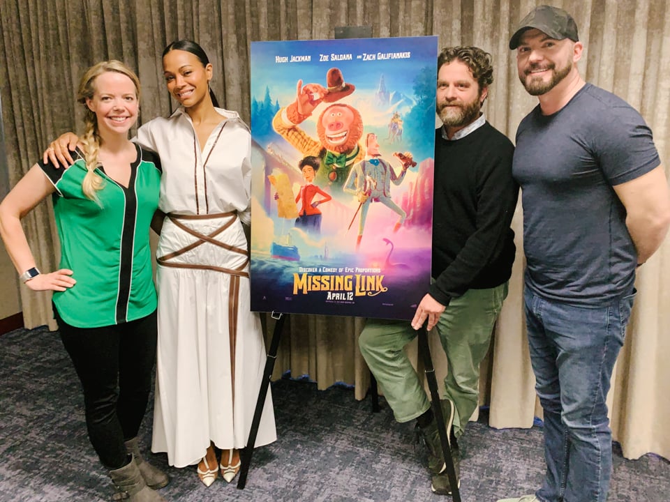 Missing Link movie interview with Zoe Saldana, Zach Galifianakis and Chris Butler