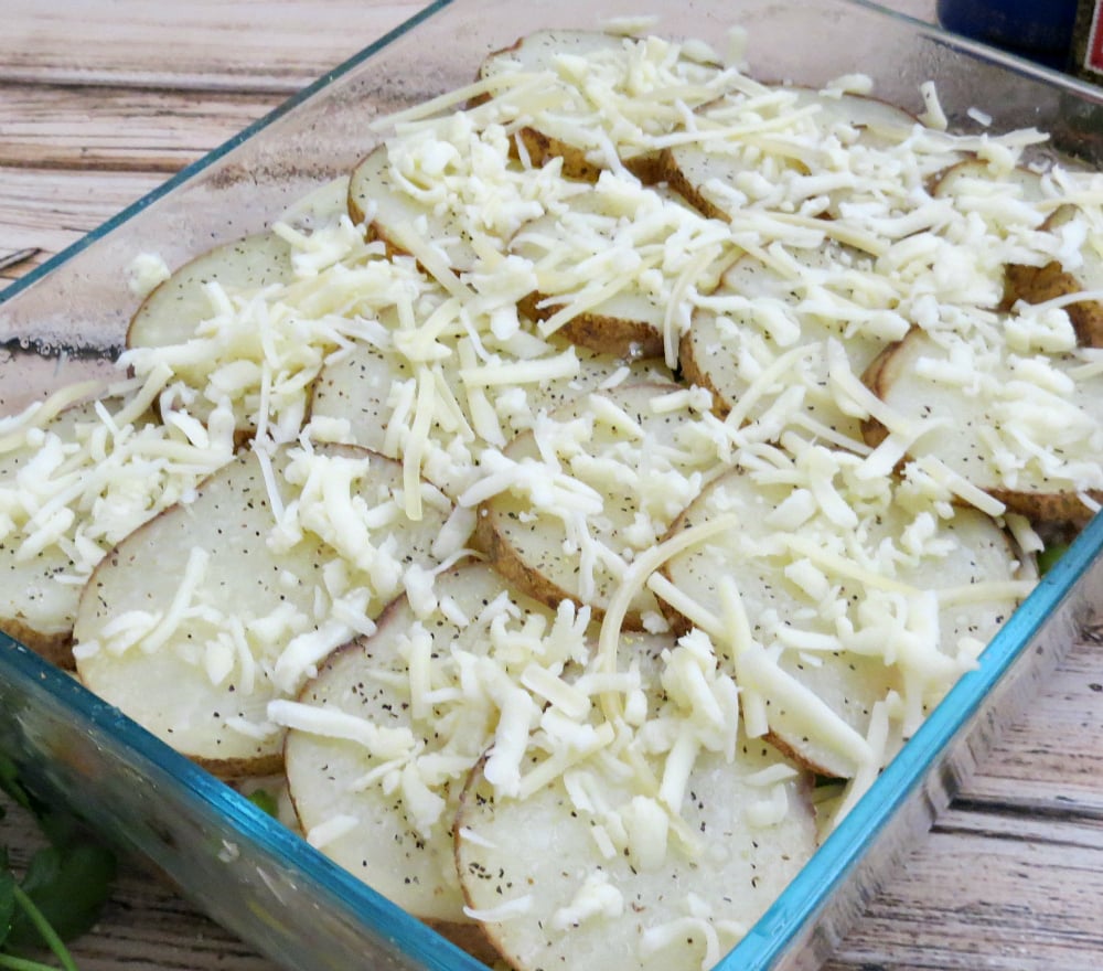 Sliced Potatoes and Cheese