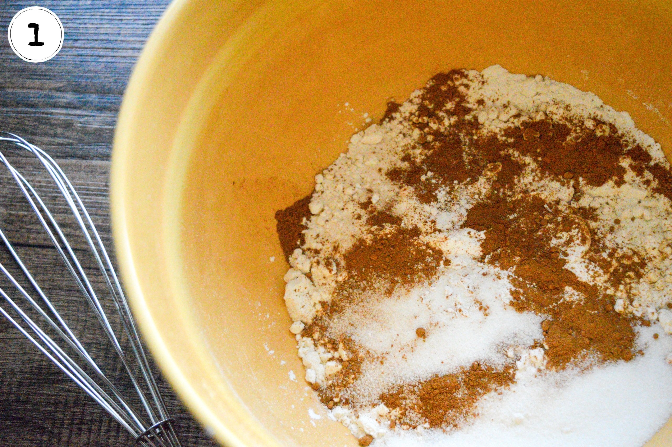 Mixing Dry Ingredients for Pumpkin Pancakes.