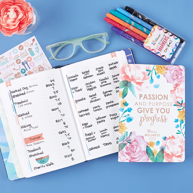 erin Condren Wellness Log with markers