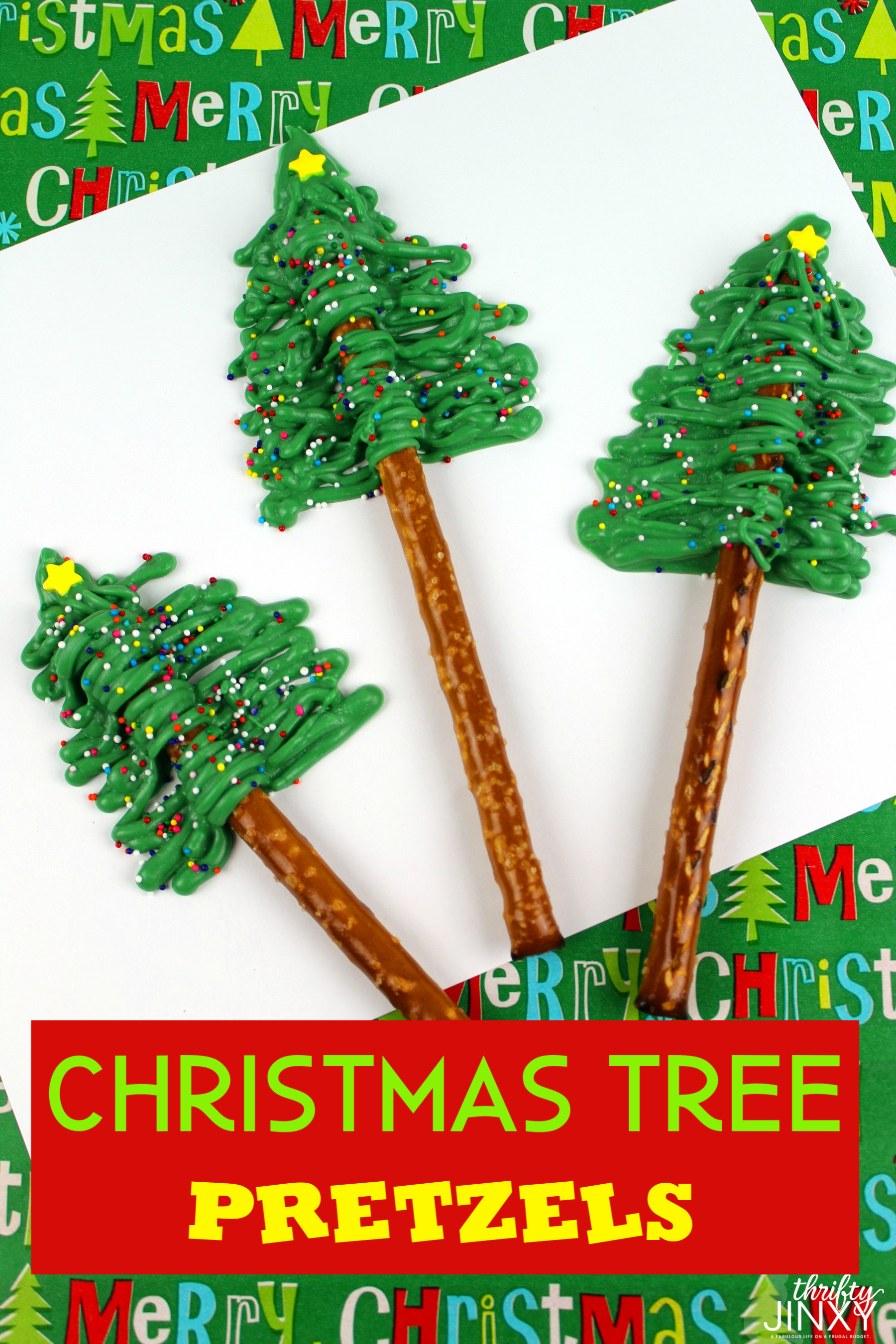 Christmas Tree Pretzels Recipe - Thrifty Jinxy