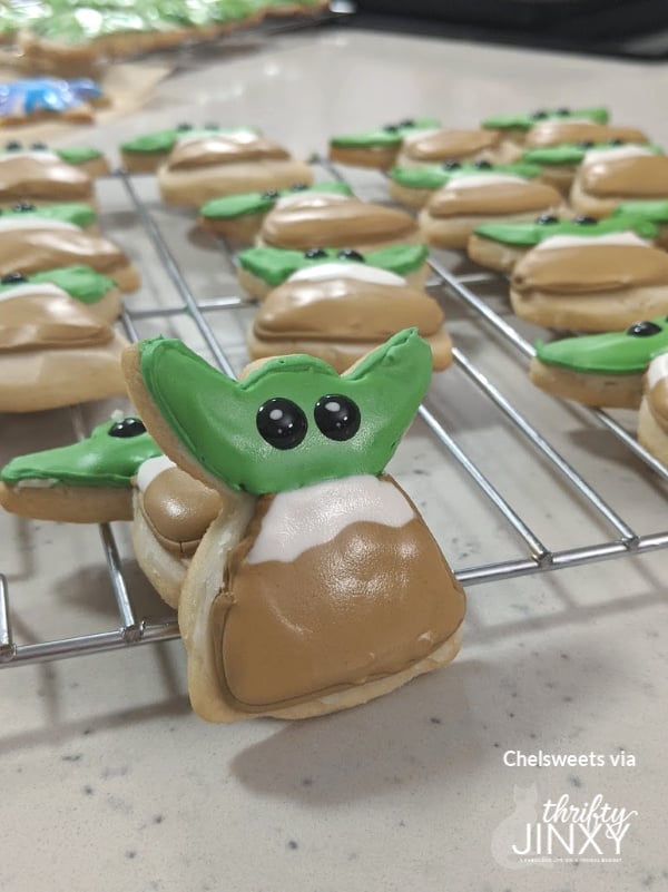 Baby Yoda Cookies with Frosting