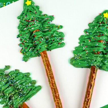 Christmas Tree Pretzels with Chocolate Melts