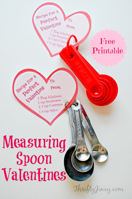 Measuring Spoon Valentine Printable Card attached to Measuring Spoon Set