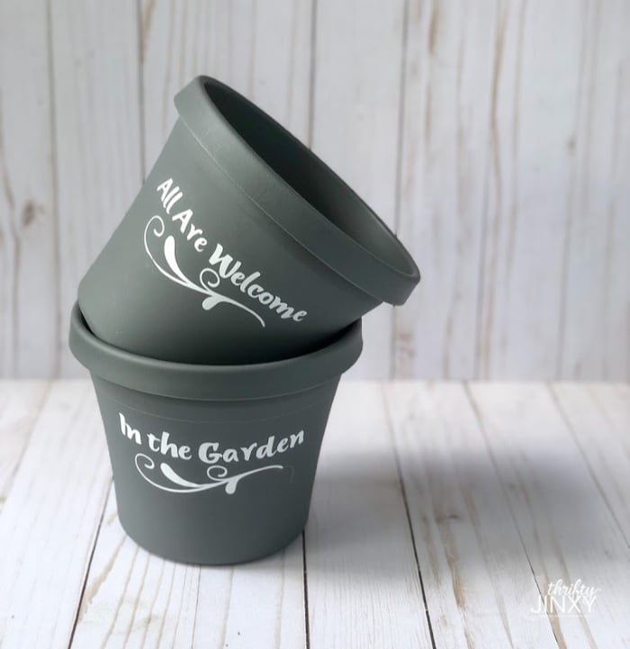 Cricut Planter Project: All Are Welcome in the Garden - Thrifty Jinxy