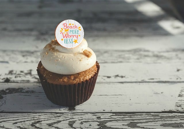 beach themed cupcake topper