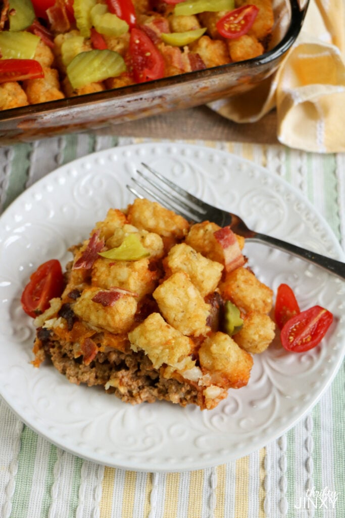 Bacon Cheeseburger Tater Tot Casserole Thrifty Jinxy
