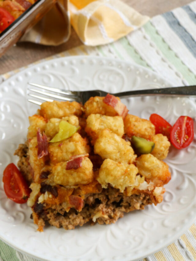 Bacon Cheeseburger Tater Tot Casserole Story Thrifty Jinxy