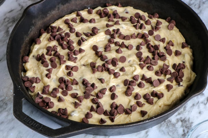 Skillet Banana Bread with Chocolate Chips process