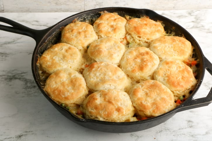 Skillet Turkey Pot Pie with Biscuit Topping process