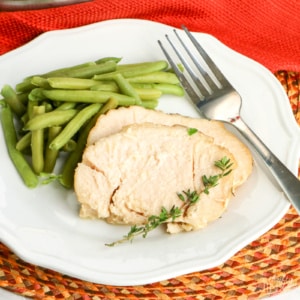 slow cooker turkey breast on plate