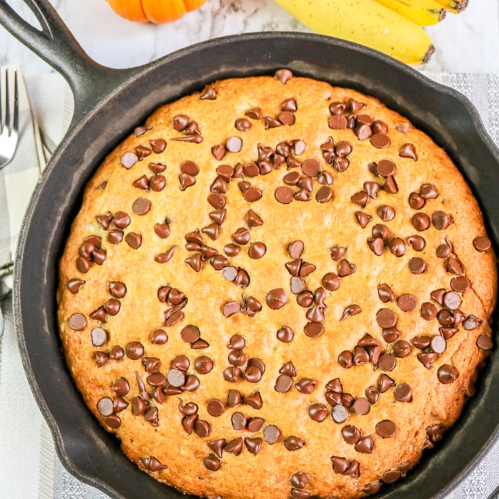 Skillet Banana Bread with Chocolate Chips Recipe Thrifty Jinxy