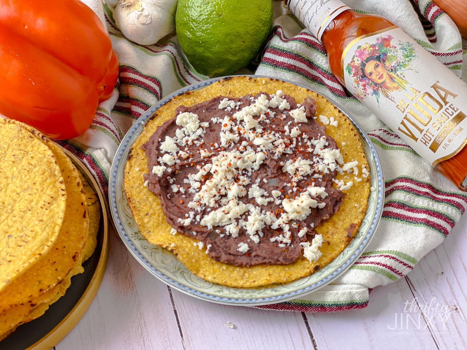Refried Black Bean Tostadas Recipe Thrifty Jinxy