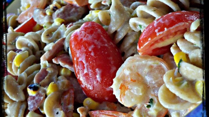 Image for Grilled Corn, Bacon and Shrimp Pasta 