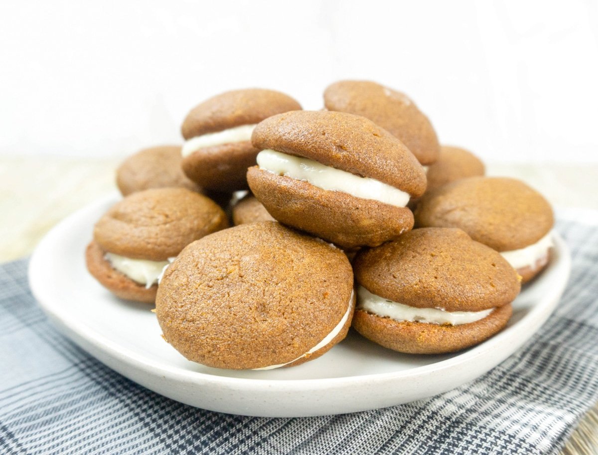 Pumpkin Whoopie Pies with Maple Cream Filling.