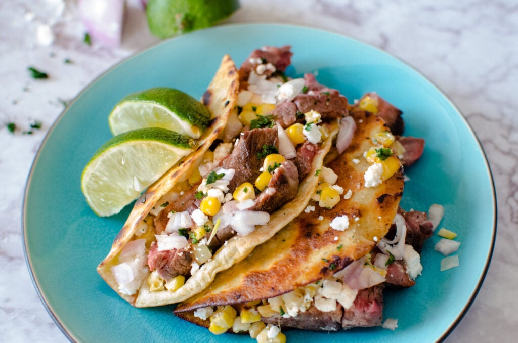 Steak Street Tacos with Mexican Corn