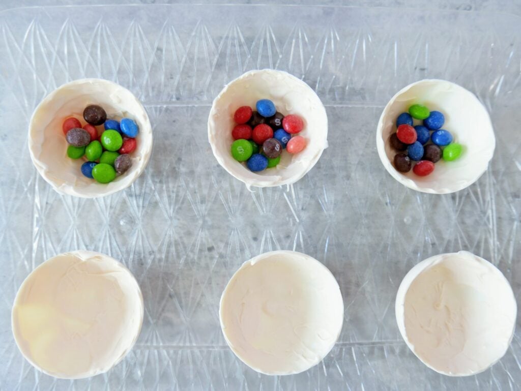 candy in white chocolate shells