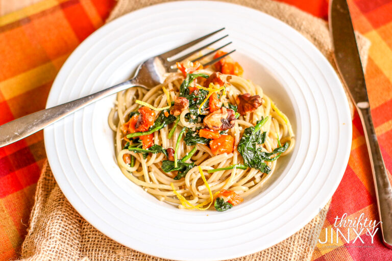 Butternut Squash and Walnut Spaghetti Recipe - Thrifty Jinxy
