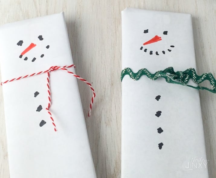 snowman candy bar wrappers on Hershey bars