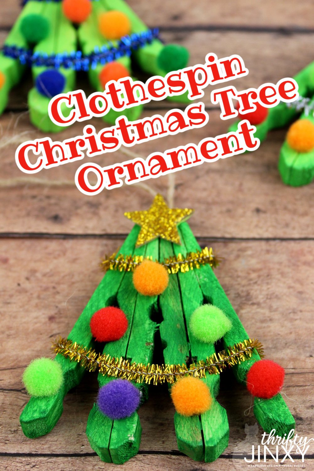 DIY Clothespin Christmas Tree Ornament Craft - Thrifty Jinxy