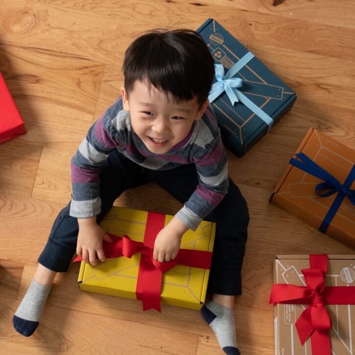 Boy with KiwiCo Subscription Boxes