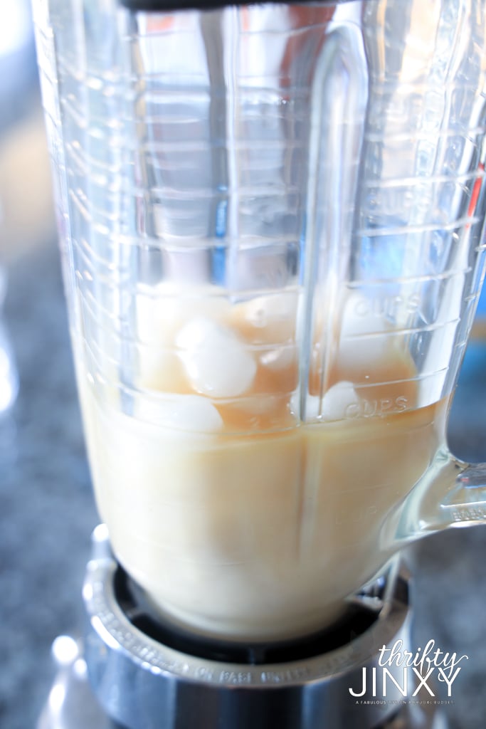 espresso and milk in blender