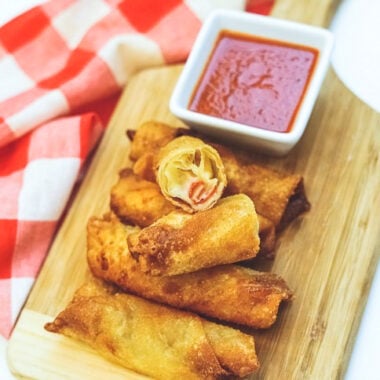 Pizza Egg Rolls with Pizza Sauce