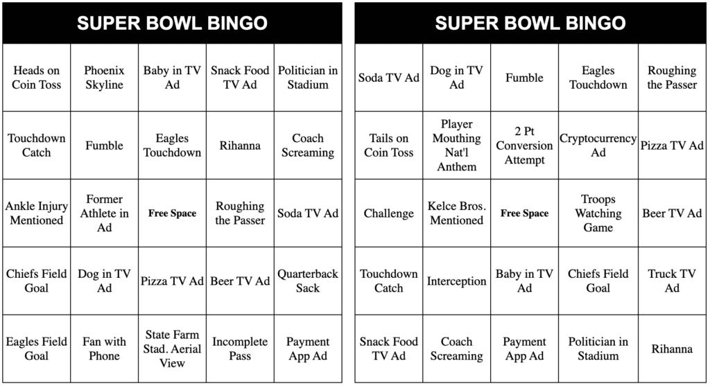 Superbowl Food Bingo Cards to Download, Print and Customize!