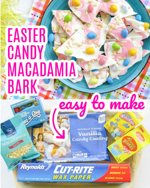 Easter Candy Macadamia Bark with Ingredients