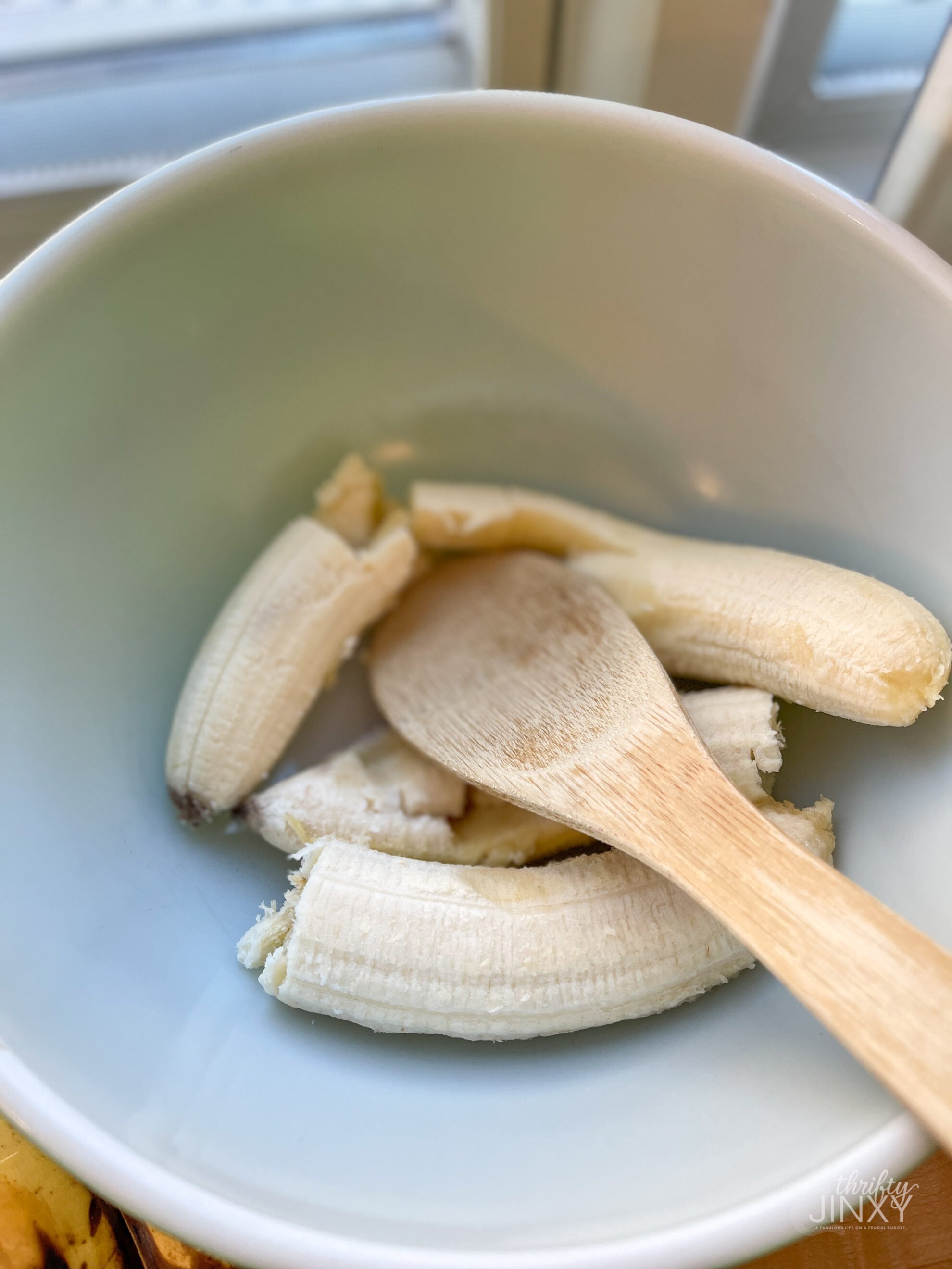 Mashing Bananas for Banana Bread